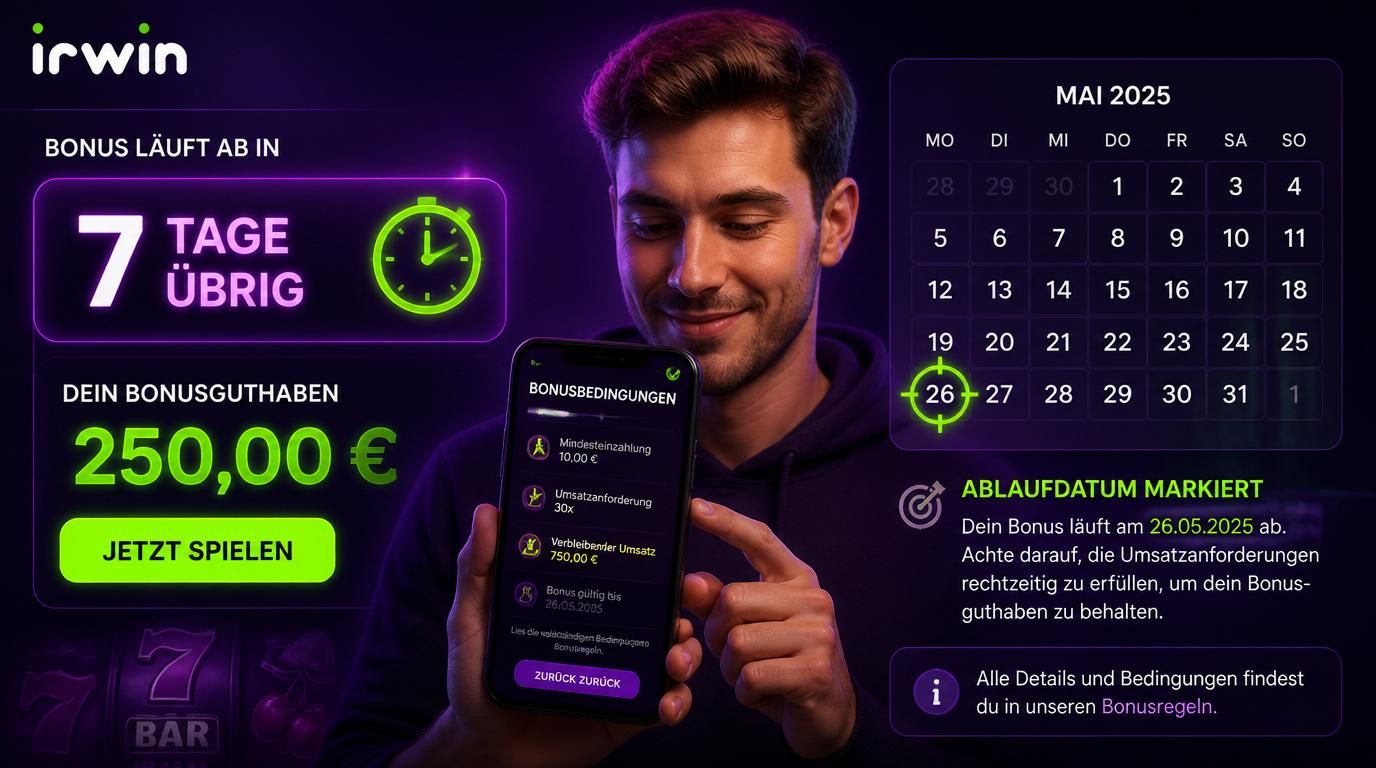 Countdown und Ablaufdatum für Willkommensbonus
